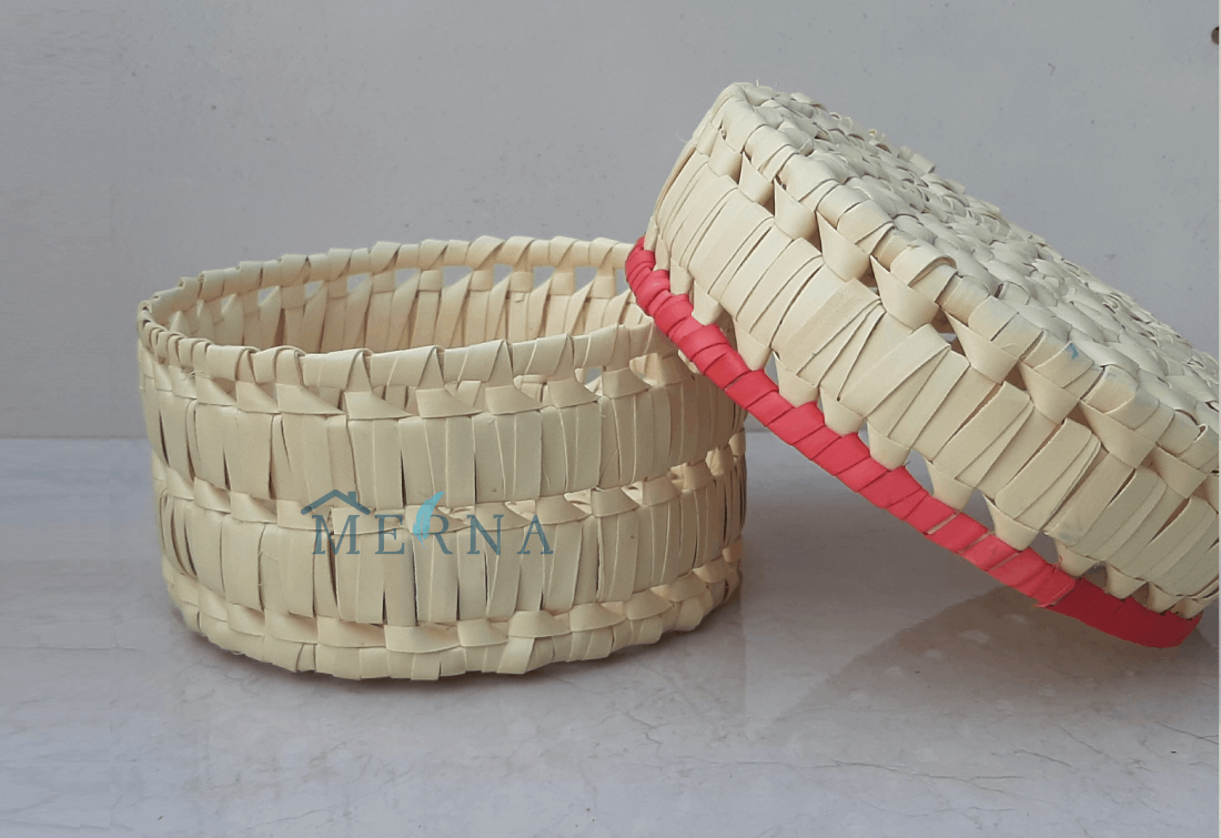 Merna Handmade Palm Leaf Small Storage Box